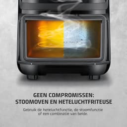 Airfryer met Stoomfunctie - 7 Liter - 1700 W - 10 Kookprogramma’s - 3-in-1 Bereiding - Touchscreen - Kijkvenster - Vaatwasserbestendige Onderdelen - Zwart — thumbnail 2