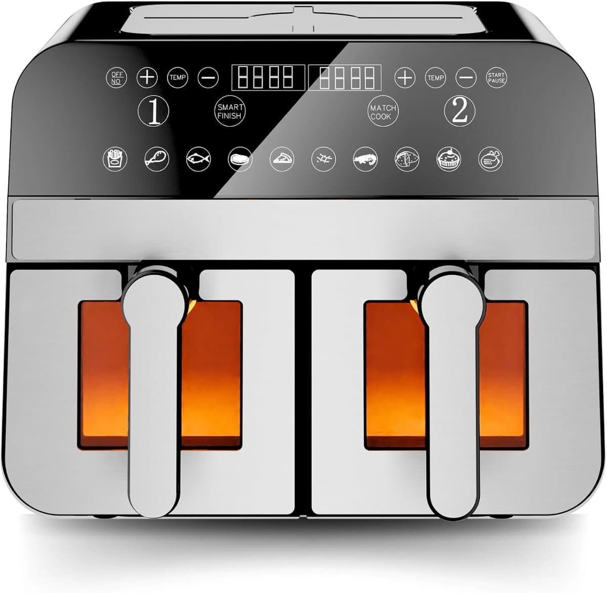 Nest, CNAFD45WS, 2400 W digitale heteluchtfriteuse met dubbele mand en 9 liter venster, gezond en snel koken, modern design, ideaal voor elke keuken, grijs — afbeelding 1