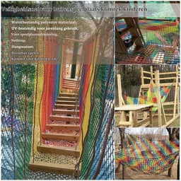 Klimmen Cargo Net Dubbellaags Knooploos Veiligheidsnet Voor Speeltuinen Zware Valbescherming Voor Boomhut, Klimrek, Kinderschommel Hangmat(Size:1 * 3m(3 * 10ft),Color:multicolor) — thumbnail 2