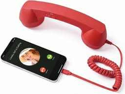 Retro Telefoonhoorn - Geschikt voor iPhone & Android - USB-C Bedrade Telefoonhoorn met Microfoon - Vintage Handset voor Bellen, Videogesprekken, Vergaderingen & Online Conferenties - Rood — thumbnail 1