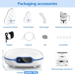 Elektrische inhalators Compressor Vernevelaar voor Volwassenen en Kinderen, Draagbaar Stil Inhalatieapparaat voor verkoudheid of astma met extra accessoires en lange buis Gezinsgebruik — thumbnail 5