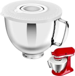 RVS-mengkom - Kom voor keukenmachine - Voor bakken en mixen - Speciaal ontworpen - 5 liter inhoud - Met deksel — thumbnail 1