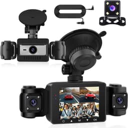 4-kanaals dashcam auto, 1080p dashcam autocamera en achter binnen met 64 GB kaart, 2,4 inch IPS-scherm, nachtzicht, G-sensor, 24 uur parkeren, parkassistent, bewegingsdetectie, loop-opname — thumbnail 1
