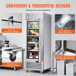 Commerciële Koelkast Enkele Deur - 570 Liter Inhoud - Roestvrij Staal - Vrijstaand Koelapparaat — thumbnail 3