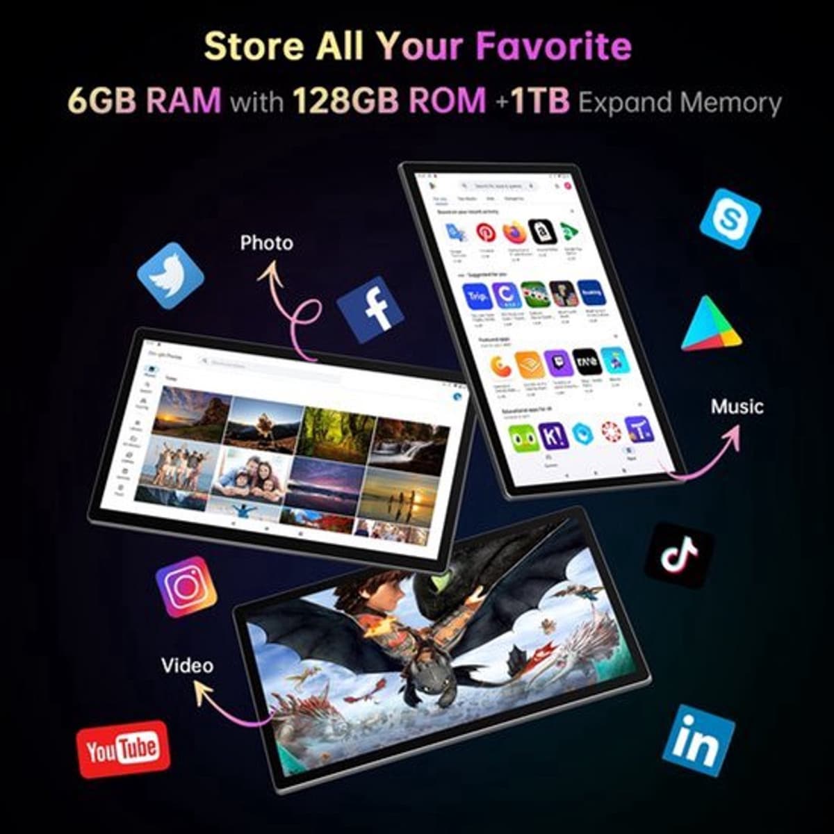 Tablet 15.6 Inch Grijs - Android 14 Besturingssysteem - 8 GB RAM - 128 GB Opslag - IPS Scherm - Voor Zakelijk En Multimedia — afbeelding 1