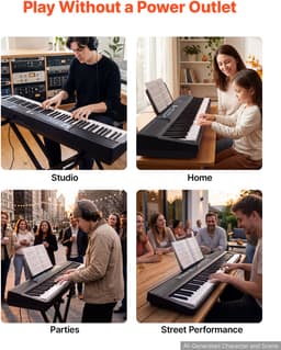 VEVOR Digitale Piano 88 Toetsen, Semi-Gewogen, Elektrisch Keyboard, Geschikt voor Beginners en Gevorderden, 128 Klanken en Ritmes, HiFi Stereoluidsprekers, Pedaal, Lessenaar, USB/MIDI — thumbnail 5