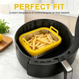 Airfryer roestvrij staal voor COSORI heteluchtfriteuse voor Ninja heteluchtfriteuse AF400EU AF500EU SL400EU AF451EU, roestvrijstalen airfryer accessoires, afneembare siliconen ring (geel — thumbnail 3
