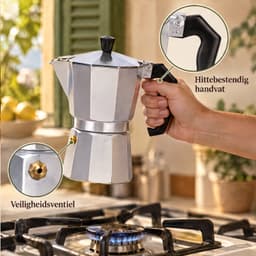 Cheqo® Percolator - Espresso Maker - Moka Pot - Italiaanse Koffiepot - Mokapot - Koffiezetapparaat - Koffiemaker - Perculator - Espressomaker voor op Gas - Stovetop Koffiezetter - Handmatige Koffiepot voor Espresso - Camping en Buiten — thumbnail 3