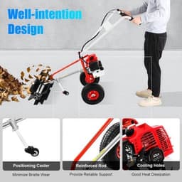 Benzine Veegmachine - Motorbezem - Opritten Reinigen - 60 cm Werkbreedte - 43 CC - Rood — thumbnail 2