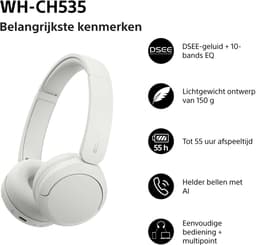 Sony WH-CH535 – Draadloze on-ear koptelefoon - Wit — thumbnail 5