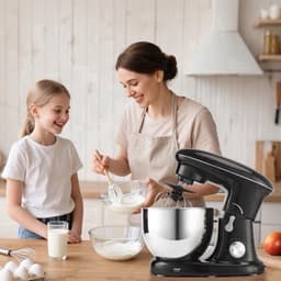 Keukenmixer – Mengmachine – Bakmixer – Deegkneder – Standmixer – 1400W Krachtige Motor – 4,5 Liter RVS Mengkom – Zwart — thumbnail 2