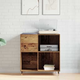 Platenspeler Meubel - LP-kast - Platenspelerkast - Draaitafelstandaard - Platenspelerstandaard - Vintage Displayplank - Oud hout — thumbnail 3