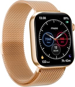 Maoo ProWatch AMOLED Smartwatch Dames en Heren - Milanese Bandje en 3 Siliconen Bandjes - Stappenteller - Hartslagmeter- Bloeddrukmeter - Slaapmonitor - Multisport - Geschikt voor Android en iOS - Rosé Goud — thumbnail 2