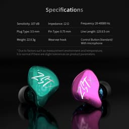 KZ ZST X - In-Ear Monitors - IEM - Muziek & Gaming Oortjes - Oordoppen - Verwisselbare Kabel - Hybride Drivers - Ergonomisch Design – Zwart — thumbnail 2
