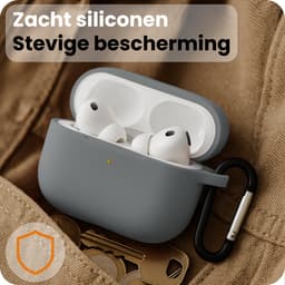 Hoesje - Geschikt voor Apple Airpods Pro 3 - met Clip - Siliconen Hoes - Silicone Case Cover - Grijs — thumbnail 4