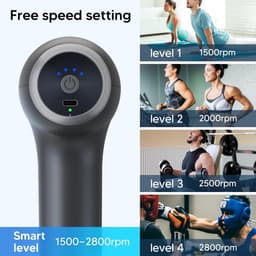 Massagepistool voor diepe weefselmassage met opzetstukken en intensiteitsniveaus – Professionele spierontspanning — thumbnail 2