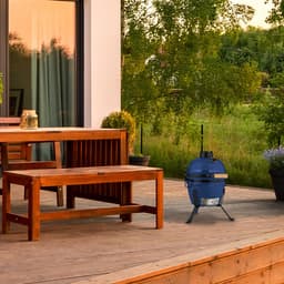 Kamado barbecue - Ø 26 cm - keramisch - met thermometer - deksel - blauw — thumbnail 3