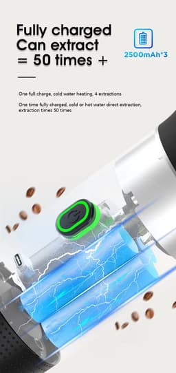 Studio Lyma Draagbare espressomaker - Draagbare espressomachine - Draagbare koffiemachine - Reis koffiezetapparaat - 20 bar - 3 in 1 - Voor capsules en gemalen koffie — thumbnail 2