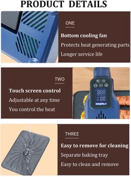 Namajunas - Elektrische Barbecue - Grillplaat - electrische bbq - Tafel Grill - Grill apparaat - Tepanyaki bakplaat - Afwasmachinebestendig - Uitscheidbaar anti-aanbak BBQ-plate - voor tuin kamperen koken binnen buiten - Intelligente aanraakschermmod — thumbnail 2