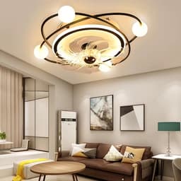 LuxiLamps - Krullen Ventilator Plafondlamp - Plafondventilator 50 cm - Goud - Smart Lamp - Met Dimmer - 6 Standen Ventilator - Keuken Lamp - Woonkamerlamp - Moderne Lamp - Slaapkamer Lamp Ventilator — thumbnail 4