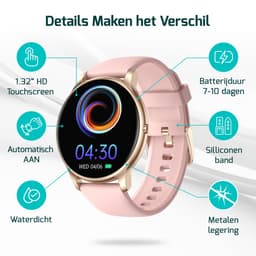 FITAGE Sporthorloge met GPS - Smartwatch Stappenteller Horloge - Activity Tracker - Smartwatches Heren, Dames & Kinderen - Roze — thumbnail 5