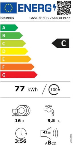 Grundig GNVP3630B vaatwasser Volledig ingebouwd 16 couverts — thumbnail 3