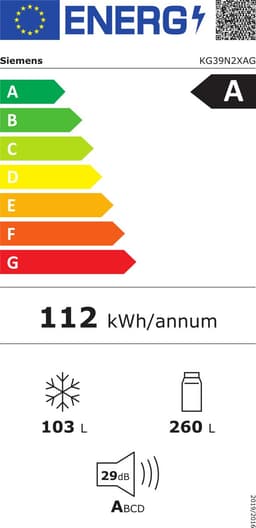Siemens KG39N2XAG vrijstaande koel-vriescombinatie - No Frost - FreshSense-technologie - LED-verlichting - Super Freeze-functie — thumbnail 2
