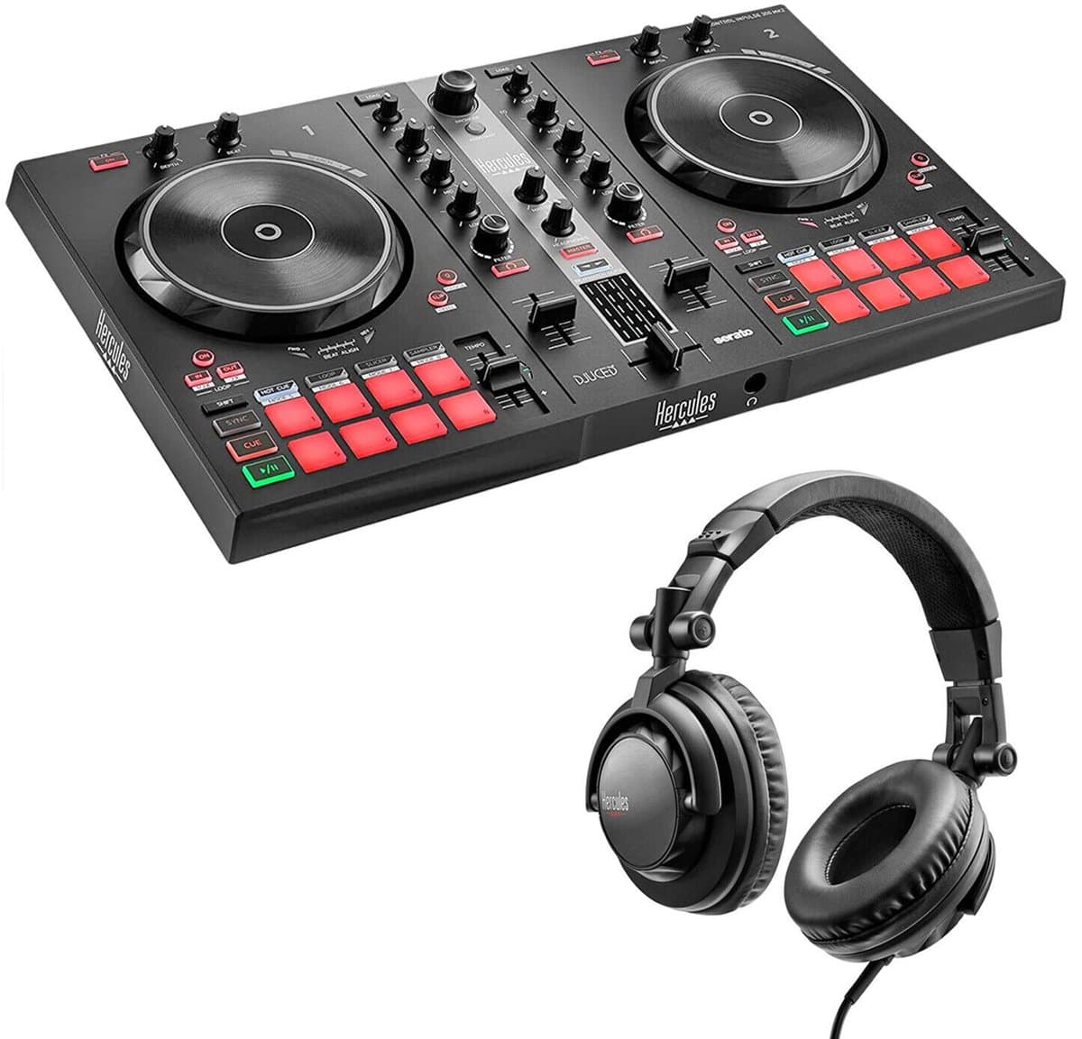 Hercules Inpulse 300 MK2 + Hercules DJ45 – DJ-controller en DJ-koptelefoon Bundle – Voor Beginners en Gevorderden — afbeelding 1