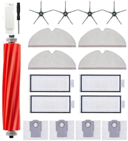 PolkaHome® Vervangingsset geschikt voor Xiaomi Roborock Q7 / Q7+ / Q7 Max+ robotstofzuiger, Accessoireset voor robotstofzuigers, accessoires , 1 hoofdborstels, 4 stofzakken, 4 zijborstels, 4 High-Efficiency filters, 4 dweildoek. Onderdelen. — thumbnail 1