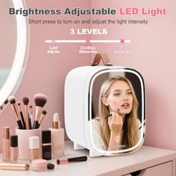 Mini Koelkast 4L met Spiegel – Stille Kleine Koelkast voor Slaapkamer, Kantoor & Auto – Ideaal voor Make-up, Huidverzorging, Drankjes & Snacks – Wit — thumbnail 5