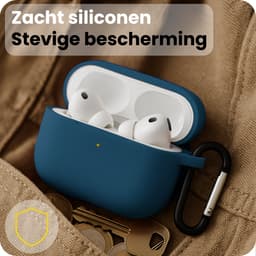 Hoesje Geschikt voor Apple Airpods Pro 3 - Siliconen Hoes met Clip - Silicone Case Cover - Donkerblauw — thumbnail 4