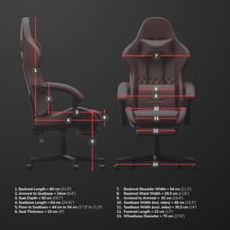 HICON® Gamestoel – Gaming Stoel – Gaming Chair met Voetsteun | Ergonomische Bureaustoel - Lambeth Zwart — thumbnail 4
