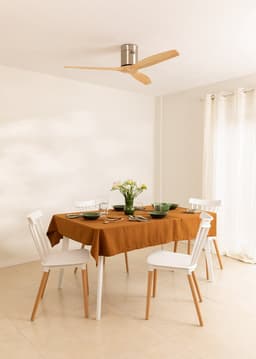 CREATE - Stille plafondventilator 100% hout 40W (Ø132cm) - Geen licht - Controller voor wandmontage + Afstandsbediening - 6 snelheden - Programmeerbaar - WIND CALM NATURAL WOOD — thumbnail 4