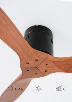 CREATE - Plafondventilator 40W silent 100% hout (Ø132cm) (ruimtes 10m²-25m²) - Zwart / Donker hout - Geen licht - Controller voor wandmontage + afstandsbediening - WIND CALM NATURAL WOOD — thumbnail 2