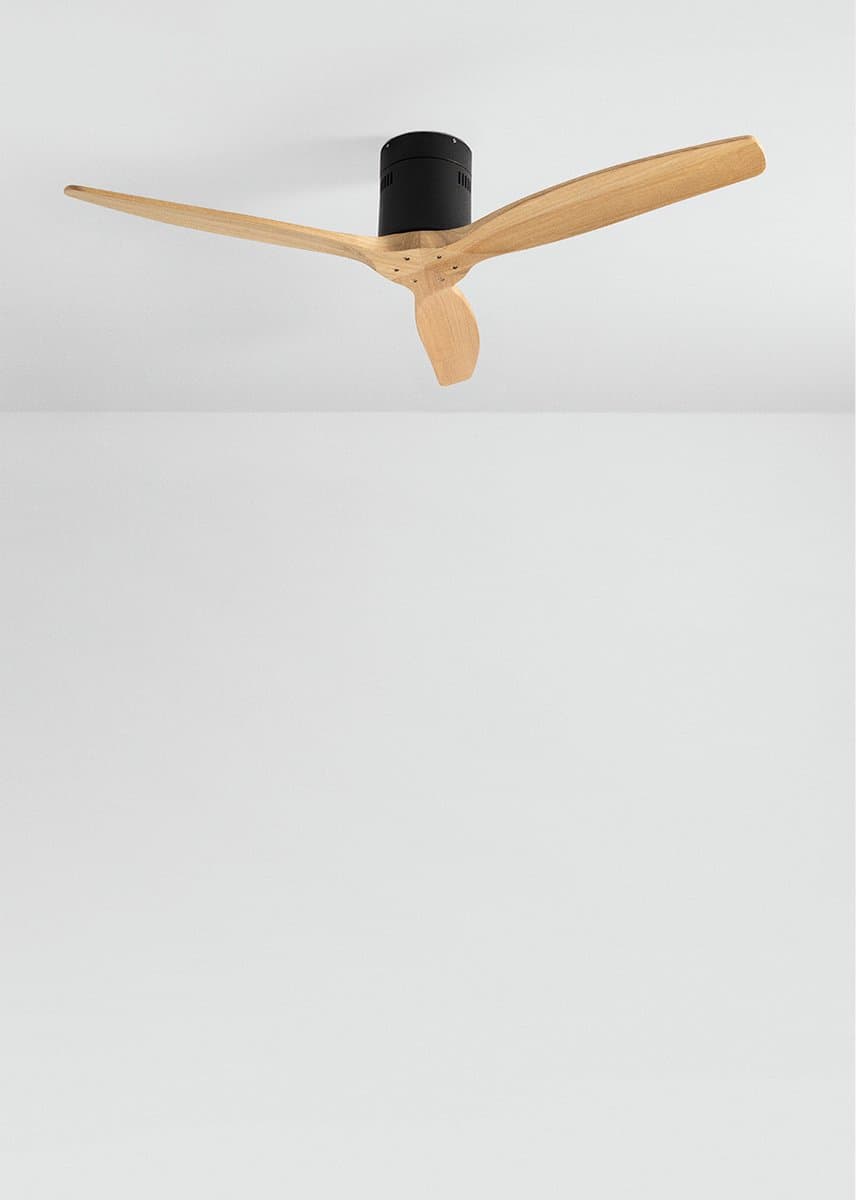 CREATE - Plafondventilator 40W silent 100% hout (Ø132cm) (ruimtes 10m²-25m²) - Zwart / Licht hout - Geen licht - Afstandsbediening - WIND CALM NATURAL WOOD — afbeelding 1