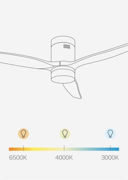 CREATE - Plafondventilator 40W silent 100% hout (Ø132cm) (ruimtes 10m²-25m²) - Zwart - Met licht - WIFI + Afstandsbediening - WIND CALM NATURAL WOOD — thumbnail 2