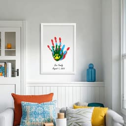 Handprint en Voetafdruk Baby Set - DIY Plakafdruk - Houten Lijst - Niet-Toxische Vingerkleuren - Creatieve Afdruk Set voor Baby - Cadeau voor Ouders en Nieuwgeboren — thumbnail 4