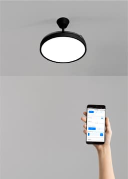 CREATE - Plafondventilator 40W stil met intrekbare bladen met licht - Ø108cm - Zwart- WIFI + Afstandsbediening - WIND CLEAR STUDIO — thumbnail 5