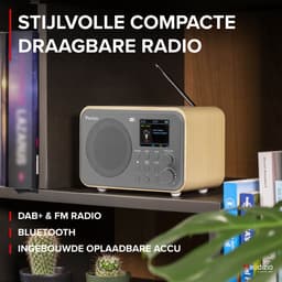 DAB radio met Bluetooth - Audizio Milan - DAB radio retro met accu en FM radio - Bamboe — thumbnail 4