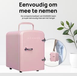 Kaaiman Mini Koelkast 4L – Mini Koelkast 12V & 220V – Cosmetische Koelkast – Warm & Koud Functie – Rechtsdraaiende Deur – Skincare Fridge – Roze — thumbnail 2