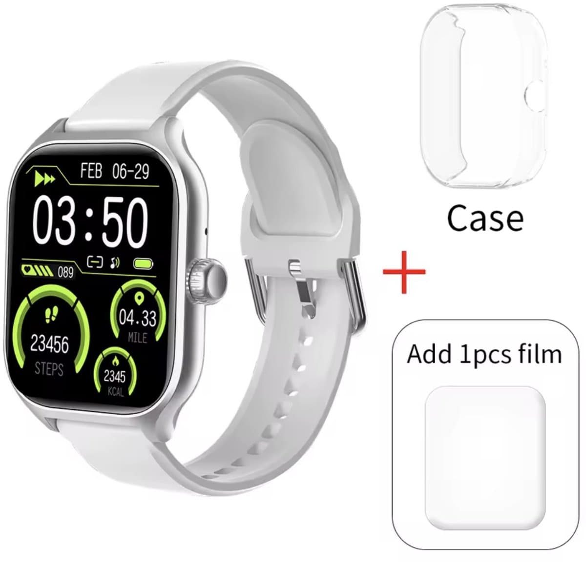 Sjika - Max Smartwatch – Inclusief Hoesje + Screen Protector – ECG, Bloeddrukmeting, SpO2, Hartslag & Slaapmonitor – Fitnesshorloge Voor Android & iOS – Multisport Modes - Grijs - Voor mannen en vrouwen - Perfect cadeau — afbeelding 1