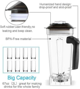 Krachtige Professionele Blender 2200W - Smoothie Maker met Timer & Tritan Kan — thumbnail 5