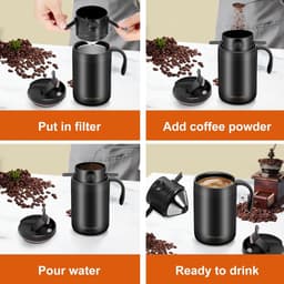 Draagbare Camping Koffiemachine 16oz - Inschenken Set / Koffiekit - Camping Koffiemachine / Reizen Koffie Set / Kamperen Koffiekit - Ideaal voor Outdoor & Vakantie Gebruik — thumbnail 2