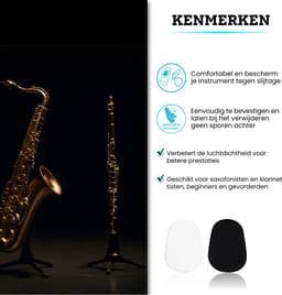 Somstyle Mondstuk Kussens voor Saxofoon & Klarinet - 48 Stuks - 0,8 mm Rubber - Mondstukpatches - Zwart & Transparant — thumbnail 4