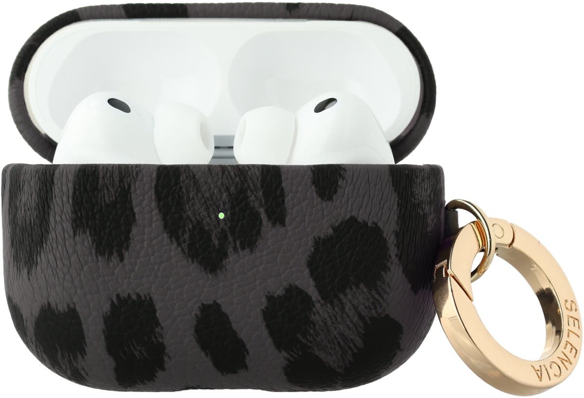 Selencia Sabi Case met panterprint - Hoesje geschikt voor AirPods Pro 3 - Midnight Black — afbeelding 1