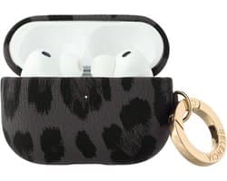 Selencia Sabi Case met panterprint - Hoesje geschikt voor AirPods Pro 3 - Midnight Black
