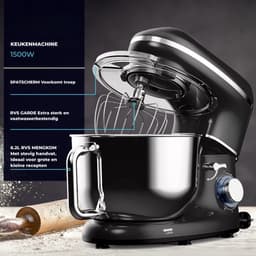 Quvo® Mixer met Mengkom - Keukenmachine - Keukenrobot - Inclusief Accessoires - Zwart - 38cm x 24cm x 32cm — thumbnail 2