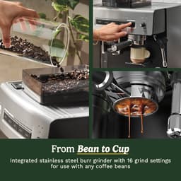 Cuisinart Espresso Machine Grind, Tamp and Brew - Met ingebouwde Koffiemolen - 20 Bar Druk - Iced Coffee Functie - 2,2L Waterreservoir - Zilver/Zwart — thumbnail 2