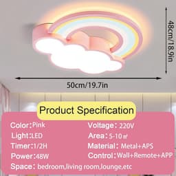 Moderne Kinderplafondlamp Met Dimbare Led Verlichting en Afstandsbediening - Slaapkamer en Woonkamer — thumbnail 3
