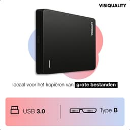 VisiQuality High-Speed Externe Harde Schijf 500 GB - Draagbare Harde Schijf USB 3.0 - Voor Windows & Mac - Geschikt voor Gameconsoles - Compact - Met handleiding - Zwart — thumbnail 5